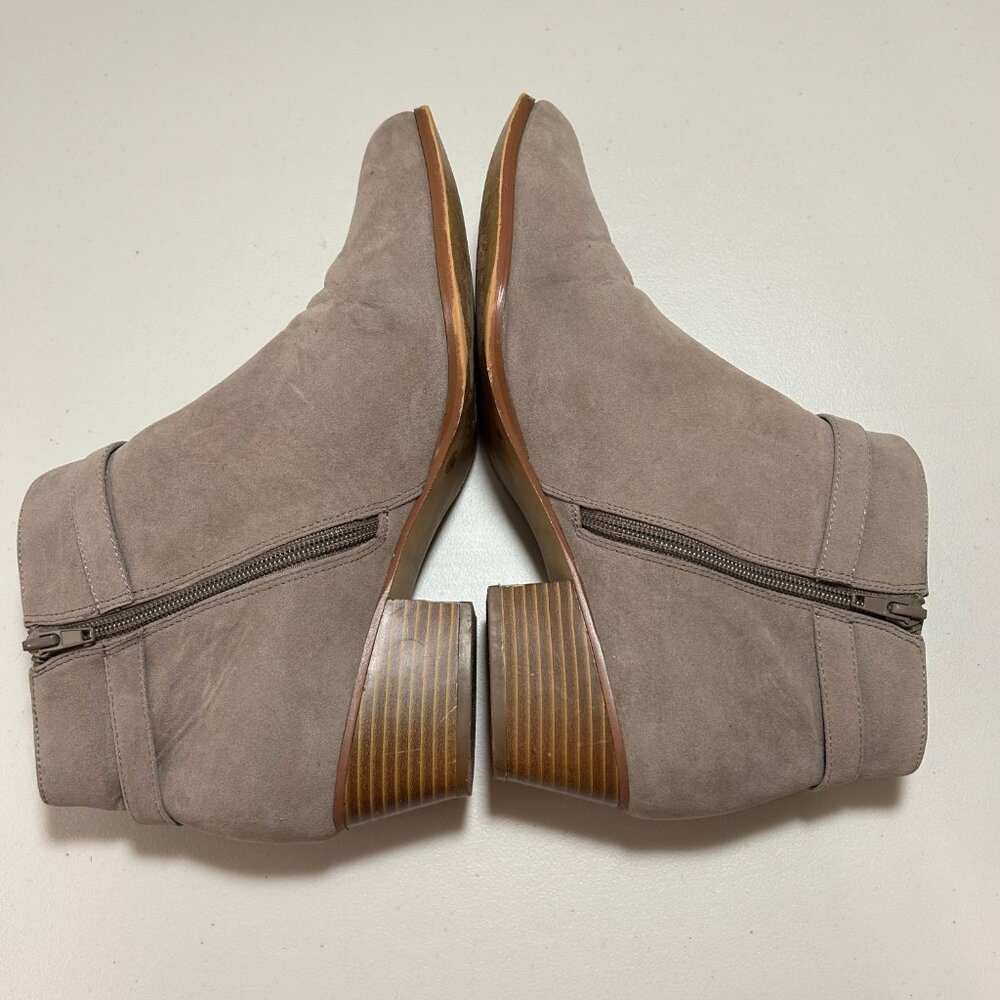Giani Bernini Taupe Suede Ankle Booties with Stacked Heel